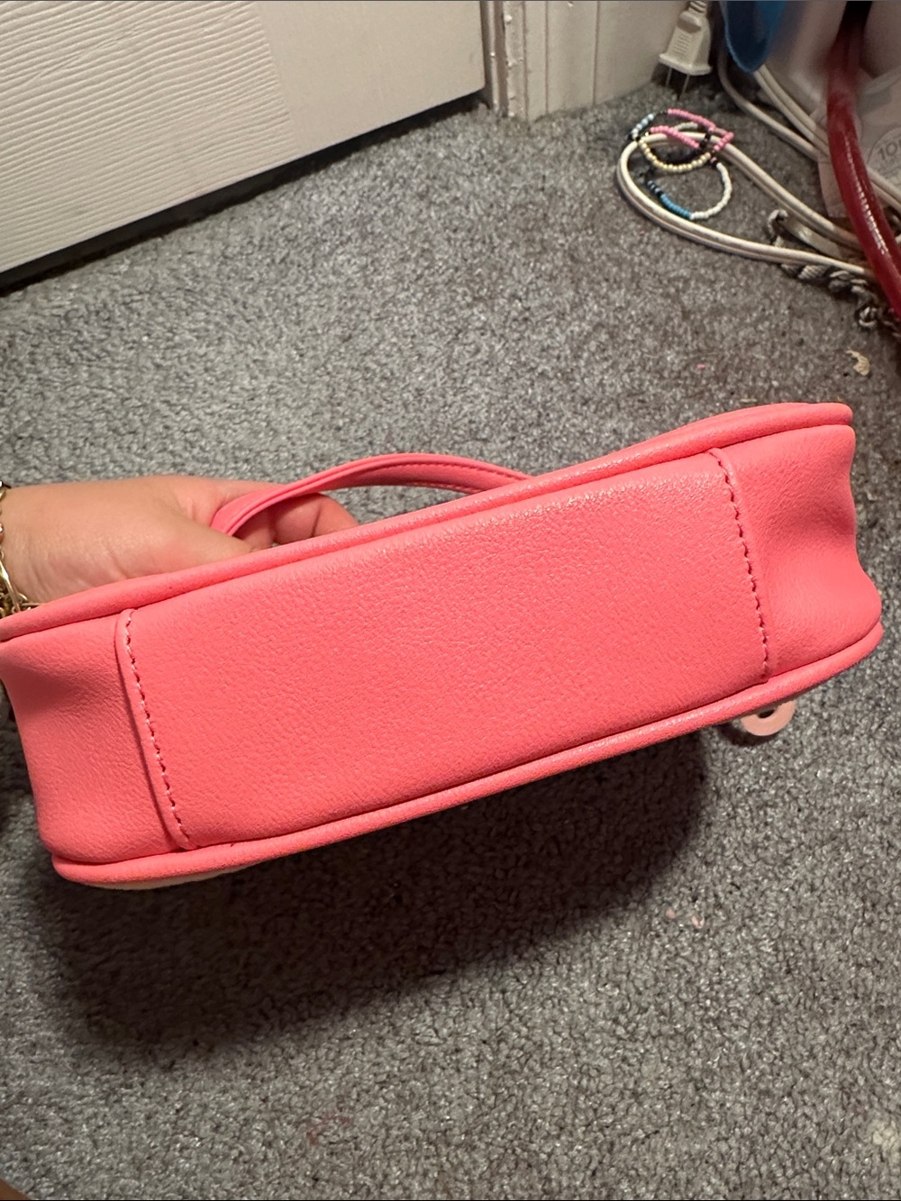 Juicy Couture Light Pink Embroidered Mini Shoulder Bag with Heart Charm - Picture 4 of 6